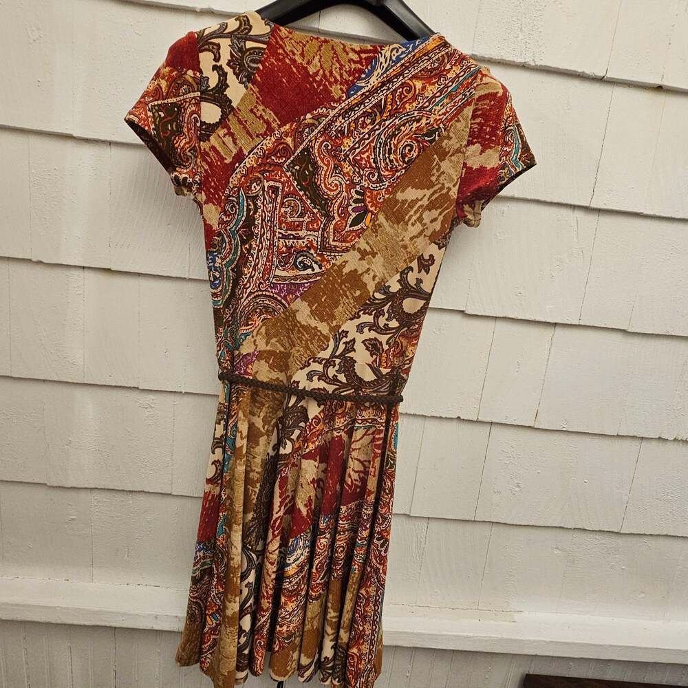 Lauren Ralph Lauren Paisley Faux Wrap Belted Dress Petite Medium - Picture 5 of 6